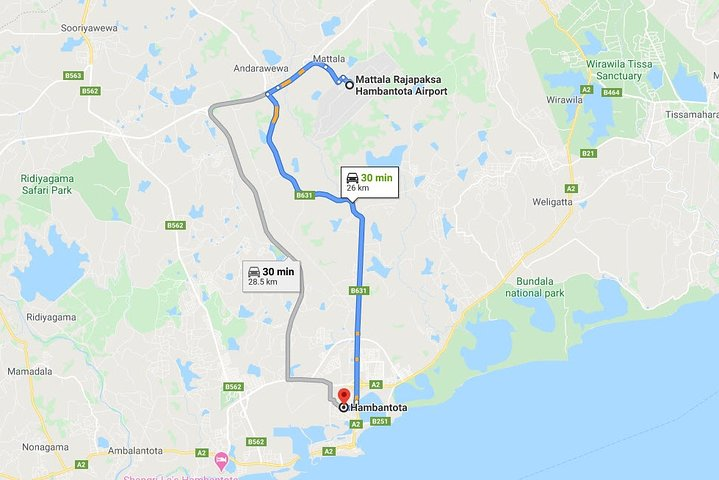 Mattala (HRI) Airport to Hambantota City Private Transfer - Photo 1 of 11